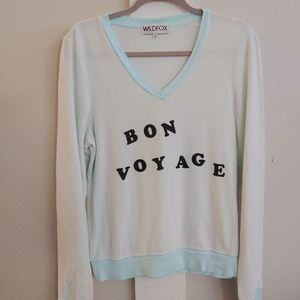 Wildfox V-Neck Sweater Bon Voyage Size XS